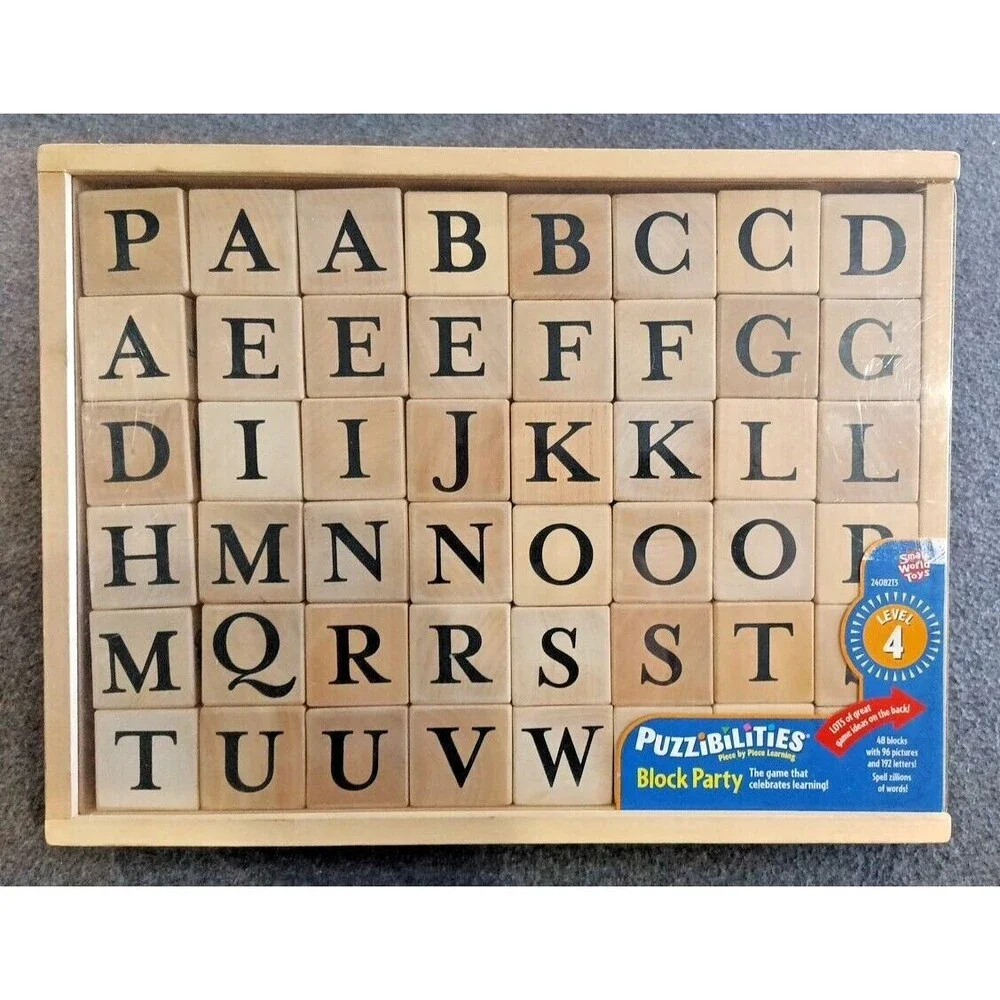 Puzzibilities by Small World Toys All Wood Alphabet Blocks in Wood Case 2000